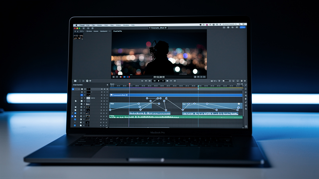 Final Cut Pro timeline editing iPhone Cinematic Mode footage.